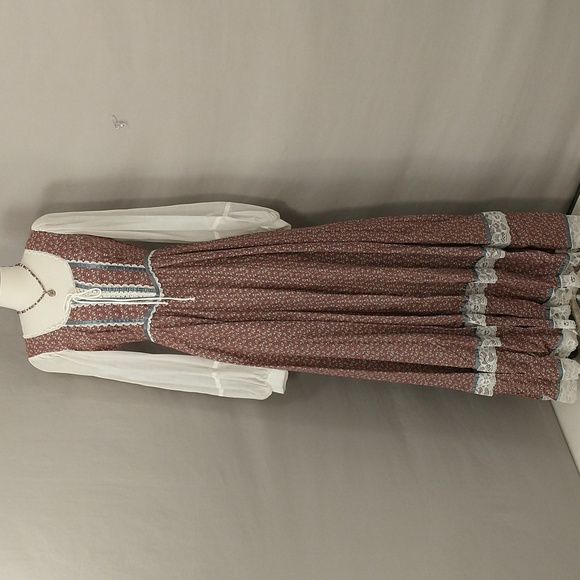 Vintage Dresses & Skirts - Vintage Gunne Sax Corset Laced Cotton Print Maxi Dress Exceptional Cond. SeeMeas